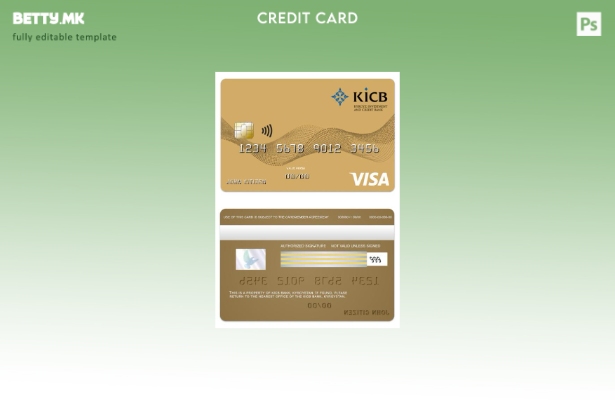 Шаблон за златна картичка за виза на банка во модерен стил Киргистан KICB Bank